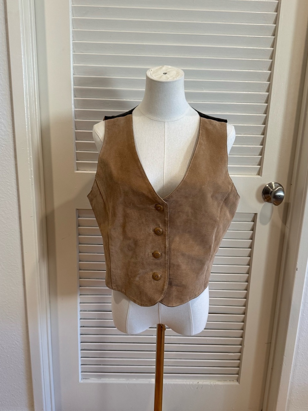 Vintage Express tan suede tuxedo vest